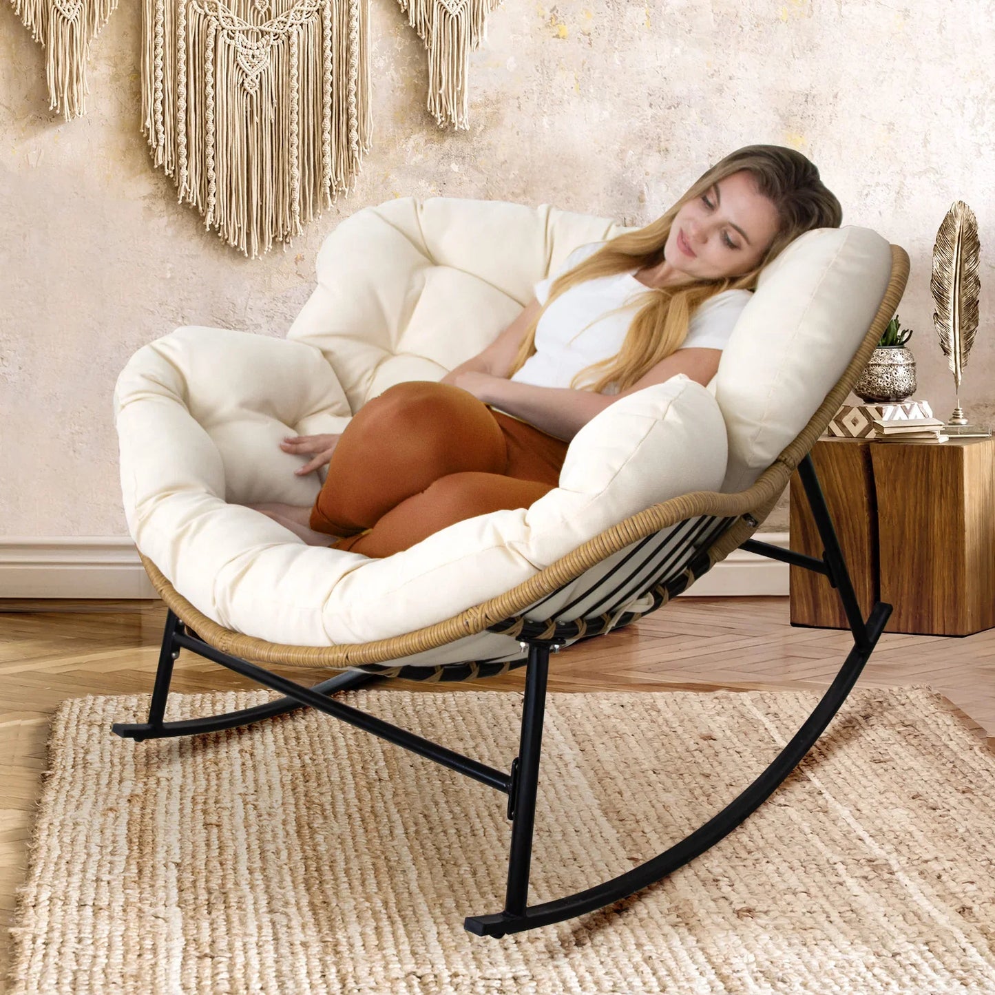 Outdoor Oversized Papasan Rocking Chair