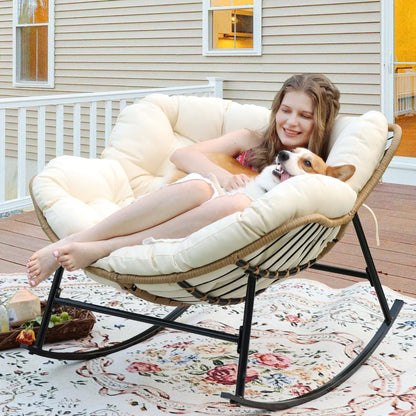 Outdoor Oversized Papasan Rocking Chair