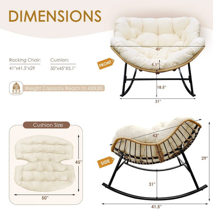 Outdoor Oversized Papasan Rocking Chair