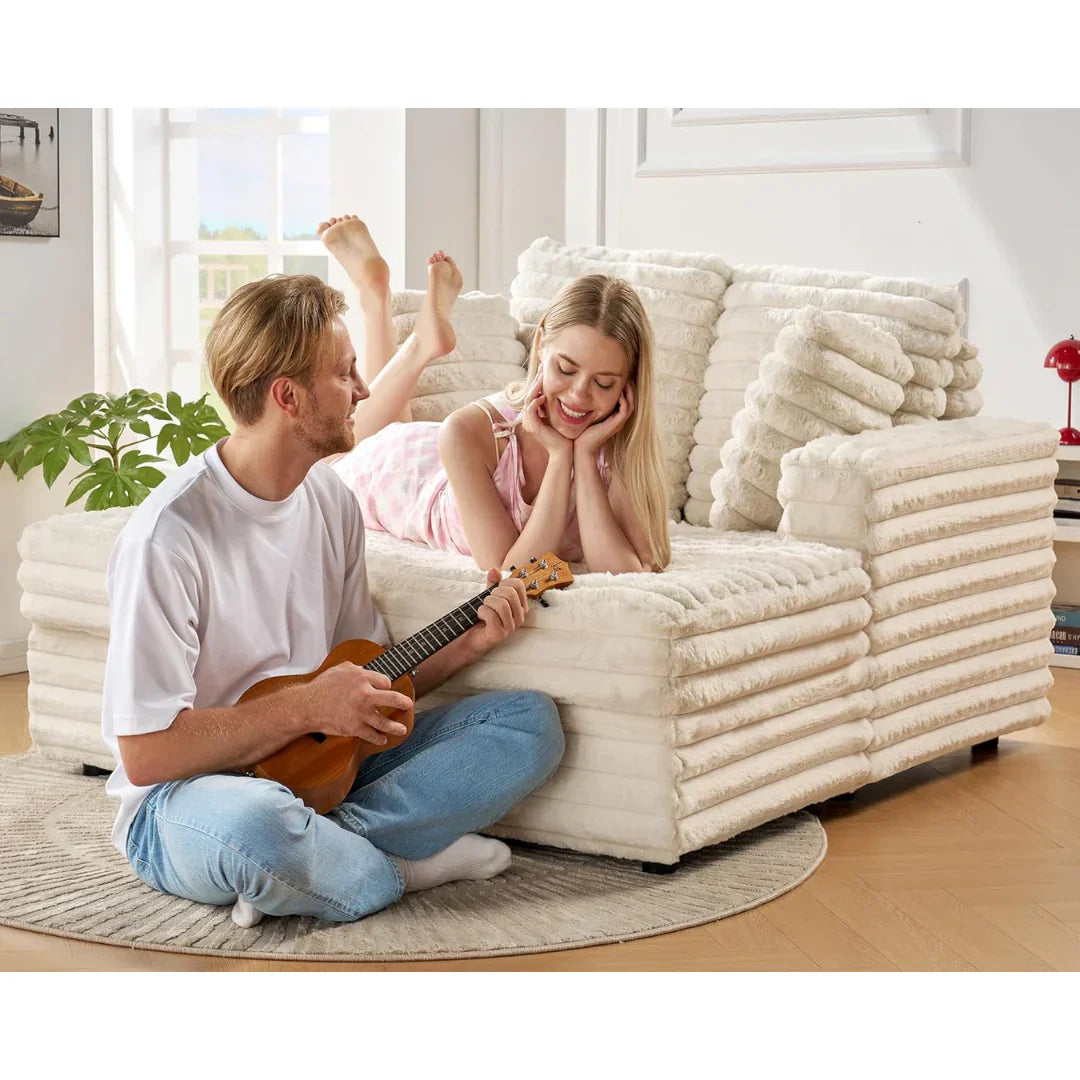 Upholstered Plush Sleeper Lounge