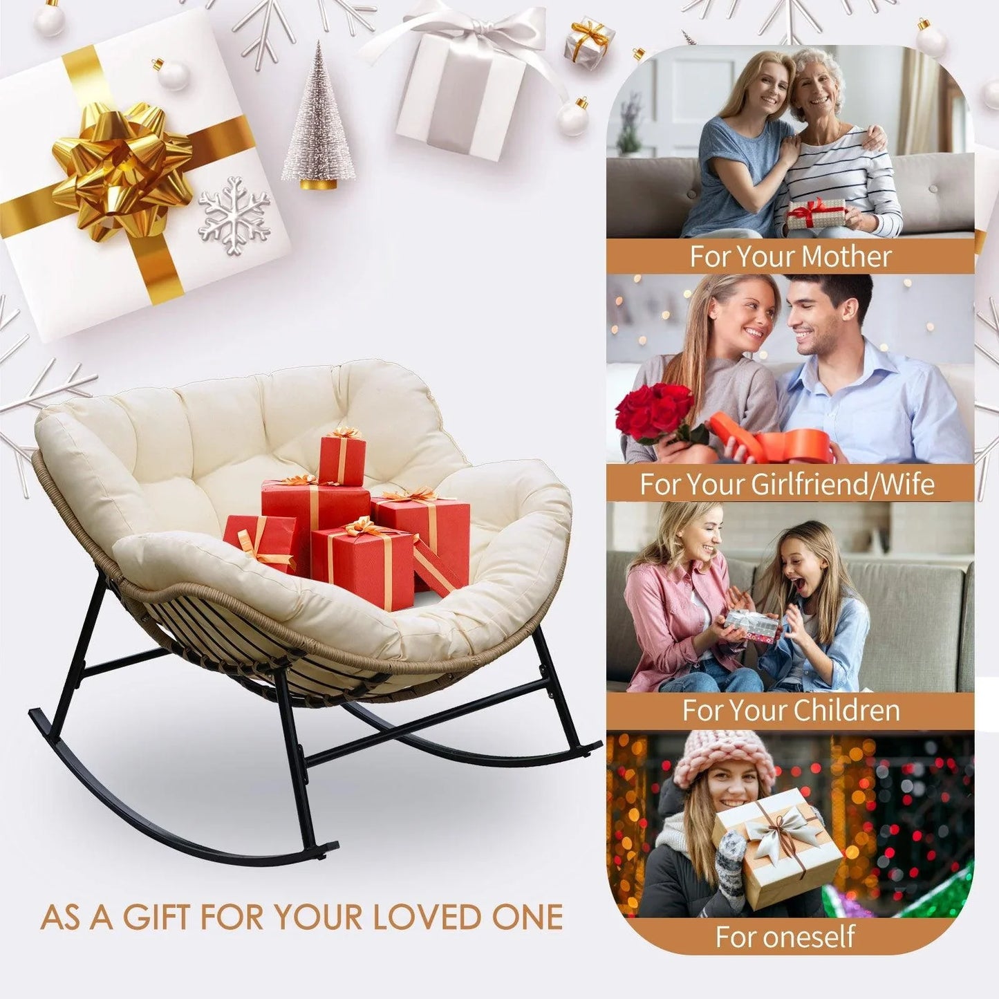 Outdoor Oversized Papasan Rocking Chair